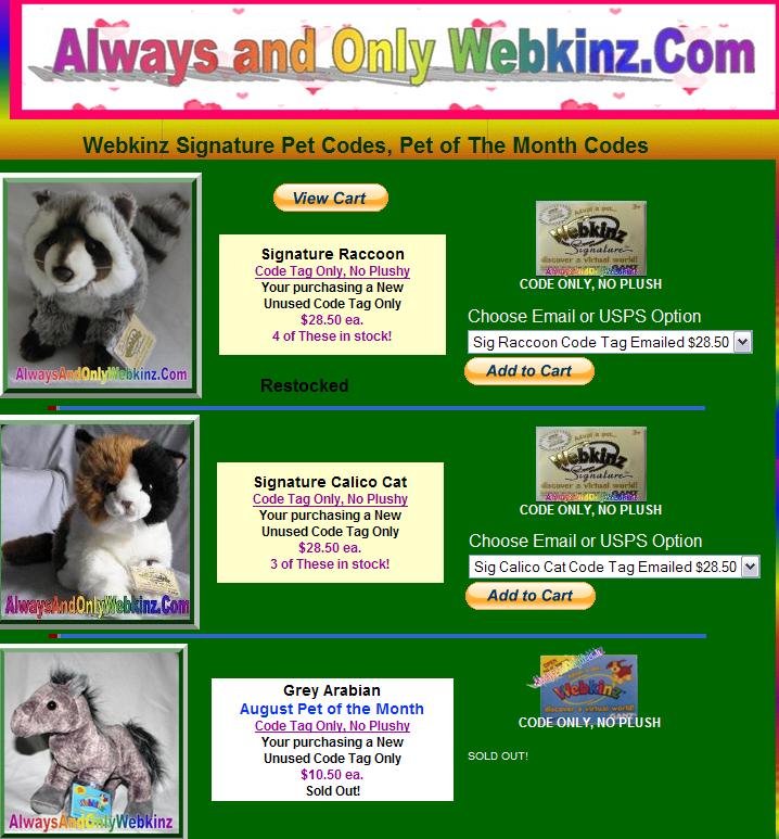 Gymbo's Webkinz Blog » Looking for Signature Webkinz Pet Code?